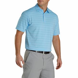 Men's Footjoy Lisle Golf Shirts Blue NZ-93967